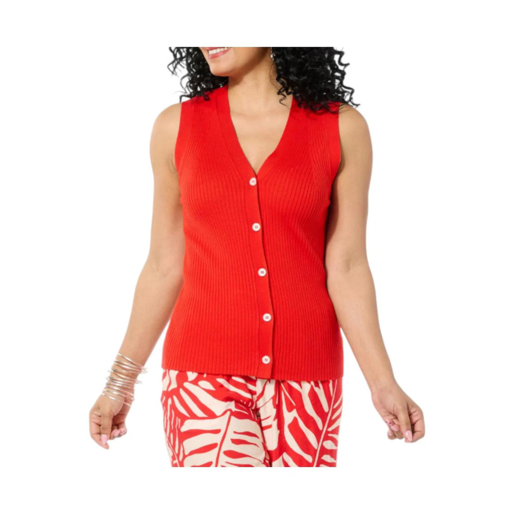 LB70 by Lloyd Boston Women's Interest Button Front Vest Red - Regular